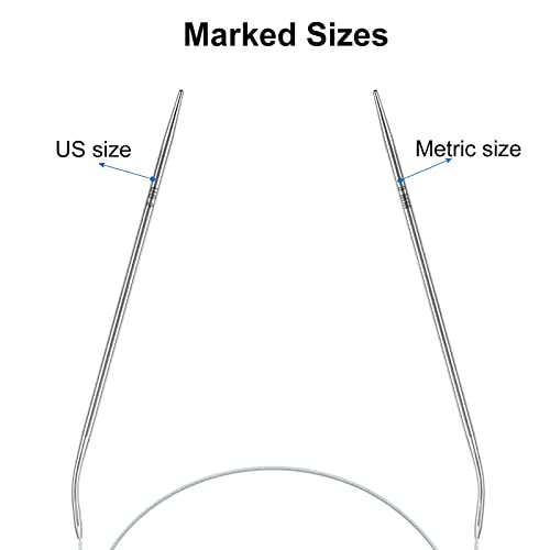 Stainless Steel Circular Knitting Needles Set for Beginners, 32 inch US Size 2 (3mm) Round Metal Knitting Needles with Magic Loop, Fixed Circle Needles for Sock, Blankets, Sweater, Scarf, Mittens - color: Size US 2 (3mm)
