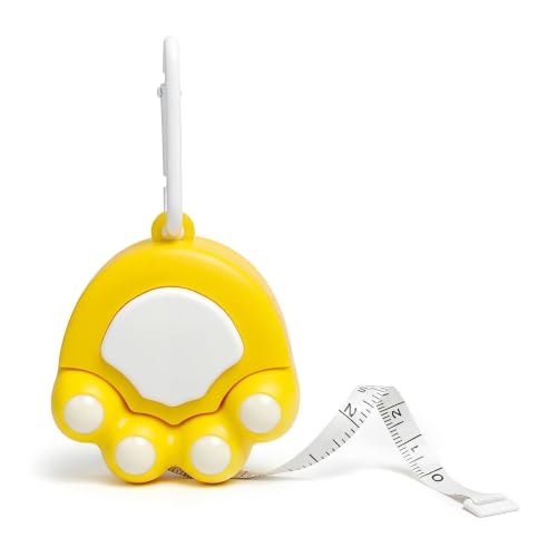 Yellow Cat Paw Fashion Measuring Tape 79", Sewing Gifts w/Keychain | Soft dual-sided (cm/in) retractable pocket ruler. Essential sewing supplies & cute gifts for crafters, quilters and kids - color: A2-Yellow Cat Paw