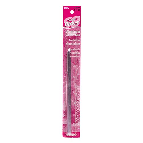 Susan Bates 5-1/2-Inch Silvalume Aluminum Crochet Hook, 8mm, Silver Pink - size: L11 (8mm)