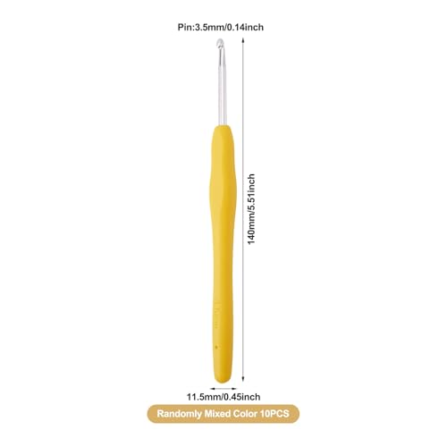 10 pcs Aluminum Crochet Hooks Knitting Needles Pin 3.5mm Random Color Smooth Silicone Handle Crochet Hook Craft Yarn for Beginners Handmade DIY Knitting Scarves Sweater Hat Clothing Accessories - color: Pin 3.5mm