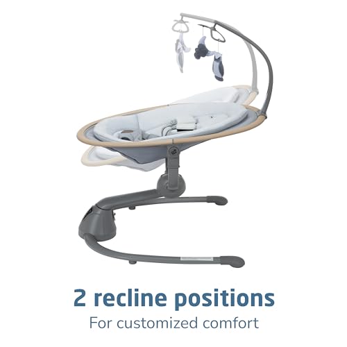 Maxi-Cosi Cassia Smart Baby Swing for Infants, Portable, Foldable Infant Swing with Music, 360 Rotation, 5 Speeds, 12 Melodies, EcoCare Fabric, Auto Motion Sensor, 2 Reclines, Classic Slate - color: Classic Slate
