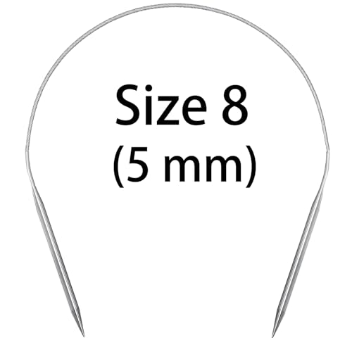 Aolfior Stainless Steel Circular Knitting Needles Size 8 16 Inch 5 mm Set Round Metal (Silver, 16 inch-8-(5mm)) Suitable for Beginners and Experienced Knitters Alike. - size: 16 inch-8-(5mm)