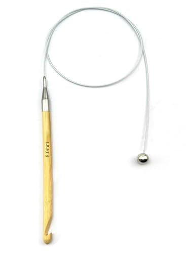 Weabetfu 32-Inch Bamboo Tunisian Crochet Hook with Steel Cable,8mm | Afghan Crochet Hooks Needles for Handmade Creative DIY and Carpet Rug Blanket Weaving Knitting Needles - size: 8mm