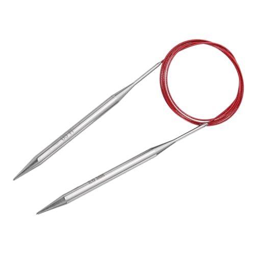 uxcell Size US 11 (8mm) Knitting Needles Circular Needle 47 Inch(120cm) Round Metal Stainless Steel Needle for Handmade Projects DIY Knitting Red - color: Red, size: 47 inch Size US 11 (8mm)