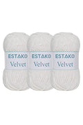 Estako Velvet Yarn for Crocheting, Chenille, 3 Pack, Cream | super bulky, ultra soft, plush, cozy, thick, fluffy, polyester, 300 g, 396 yds, amigurumi - color: 1150 - Cream, size: Pack of Three