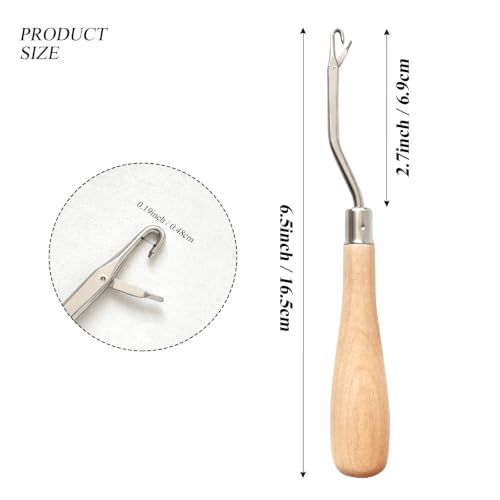 BLUPLE Latch Hook Crochet Needle for Hair 2 Pcs | Grip Comfortable with Smooth Wooden Handle for Micro Braids Hair Extension Feather Carpet