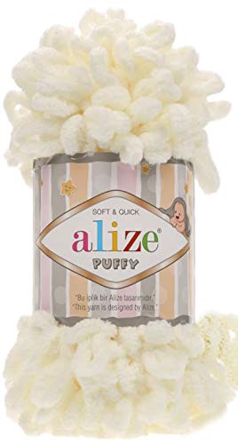 4 skn/Ball Alize Puffy Baby Big Loop Blanket Yarn 100% Micropolyester Soft Yarn 400gr 39.3 yds (62-Cream) - color: 62-Cream