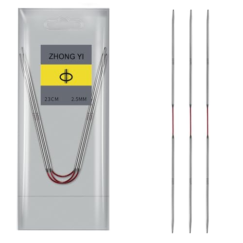 Soosui 2.5mm Circular Knitting Needles US1.5 |3-Pack 9-inch (23cm) Double-Pointed Flexible Circular Needles, 3cm Cable, Durable and Smooth for Sweaters, Socks, Hats, and Other DIY Knitting Projects. - size: 2.5mm/US1.5