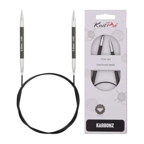 KnitPro Karbonz Fixed Circular Needle 32"(80cm) | US Size 9 (5.5mm) - size: US 9 (5.5mm)
