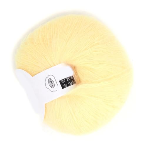 Plplaaoo Soft Angora Mohair Yarn Long Wool Knitting - Lightweight Warm Yarn for Winter Scarves, Crochet Knitting Yarns for Shawls Sweaters Hats DIY Crafts (26g, Goose Yellow) - color: 02 goose yellow