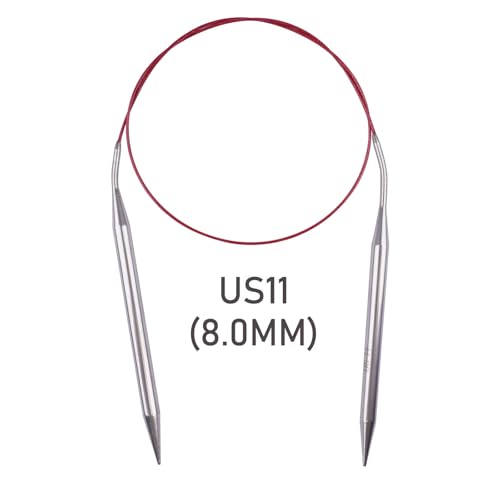 Circular Knitting Needles 32inches/80cm,Size US 11(8mm) Stainless Steel Round Knitting Needles for Handmade Knitting DIY - size: US11/8mm