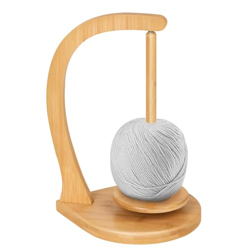 Wooden Yarn Holder for Knitting and Crocheting, Magnetic Crochet Yarn Holder, Spinner Yarn Holder for Crocheting, Crochet Accessories for Yarn Ball (Wood Color) - Large - color: Wooden Color