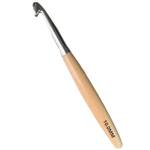 BsHooker Beech Wood Handle Crochet Hooks,10mm Ergonomic Crochet Hooks for Beginners and Arthritic Hands,Comfortable Grip - size: 10mm