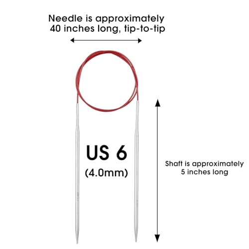 Circular Knitting Needles Stainless Steel Long Needles for Adults Beginners, Flexible Cord for Sweaters Blankets Socks,Lightweight Smooth Tips Magic Loop Knitting Needles (40inch, US6/4mm) - color: 40inch, size: US6/4mm
