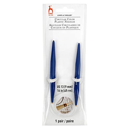 Loops & Threads 16" Plastic Circular Knitting Needles - US 13 / 9mm Knitting Needles for Yarn - 1 Pack - size: US 13 / 9mm