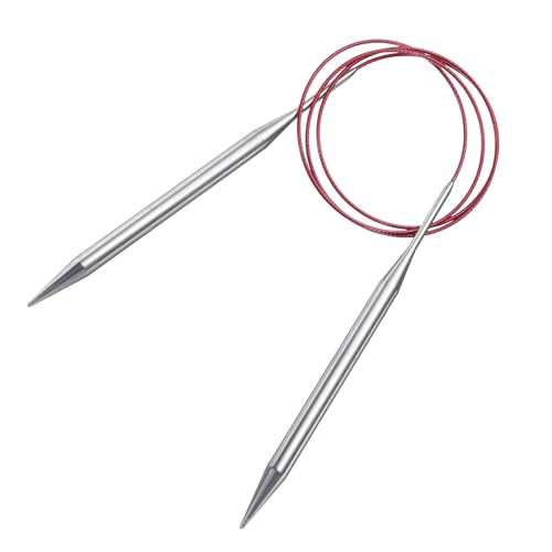 uxcell Size US 11 (8mm) Knitting Needles Circular Needle 40 Inch(100cm) Round Metal Stainless Steel Needle for Handmade Projects DIY Knit Blankets - color: Red, size: 40 inch Size US 11 (8mm)