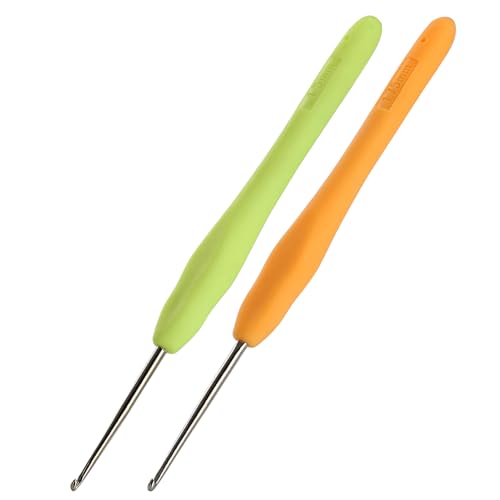 YOJOB 2-Pack Small Size 1.5mm, 1.75mm Crochet Hooks, Ergonomic Crochet Hook | Super Smooth Knitting Needles with Soft Rubber for Beginner and Advanced (1.5mm, 1.75mm) - size: 1.5mm, 1.75mm