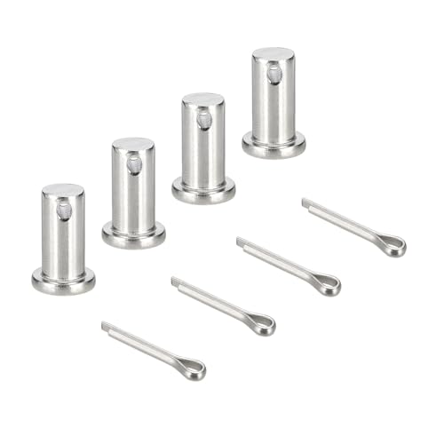uxcell 4Pcs M10x20mm Clevis Pins, 304 Stainless Steel Single Hole Flat Head Hitch Fastener Lock Systems with Cotter Pins for Furniture Installation Trailer Lawn Mower, Silver - size: M10x20mm