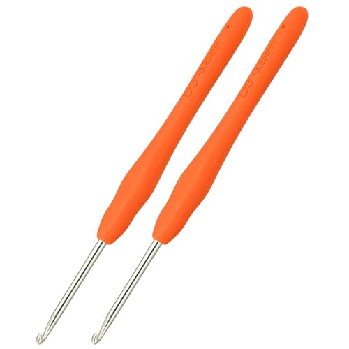 2Pcs 3.25mm Crochet Hooks, Ergonomic Crochet Hook for Arthritis | Knitting Needles for Beginners,Extra Long, Smooth, Comfortable for Knitting Sweaters,Scarves and Hats(Size D / 3.25mm) - size: 3.25mm