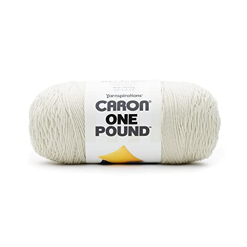 Caron One Pound Soft Yarn for Crocheting & Knitting, Off White, 2-Pack | #4 Worsted Medium, Soft 100% Acrylic Yarn for Crochet, Knitting, Blankets and Crafts, 812yds, 453.6g/16oz per skein - color: Off White, size: 2 Pack