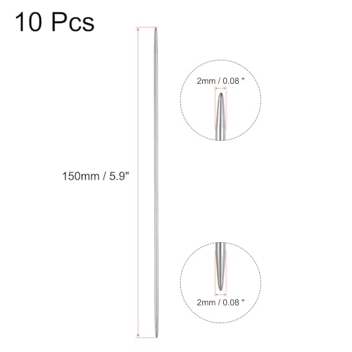 uxcell 10Pcs Knitting Needle 2mm Diameter 5.9 Inches Length Stainless Steel Double Pointed Sweater Stitching Needles for Handmade Projects DIY Knitting - size: 2mm