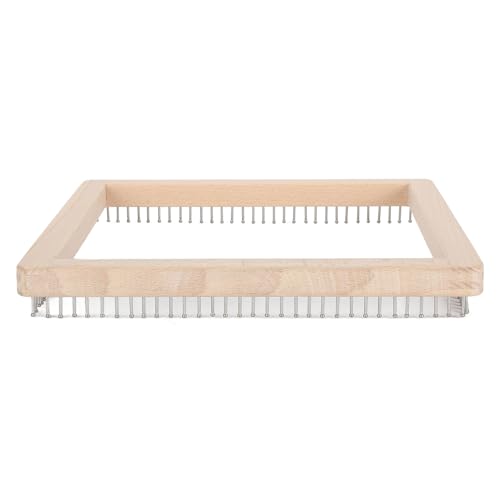 Wooden Knitting Loom Kit for Adults & Children, 11.8x11.8 Inch Premium Beech Wood DIY Weaving Board with Non-Removable Stainless Steel Hooks, Perfect for Making Hats, Scarves, Blan