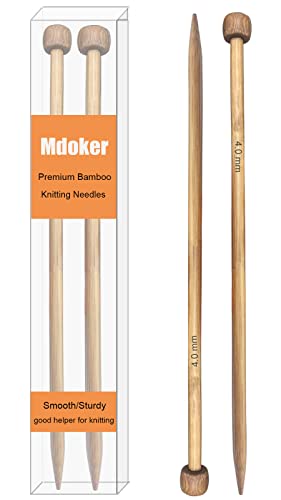 Mdoker Bamboo Knitting Needle Straight Single Pointed Sweater Knitting Needles 10-inch Length for Handmade DIY Knitting Projects,Size US 6(4mm) - size: US-6-(4mm)