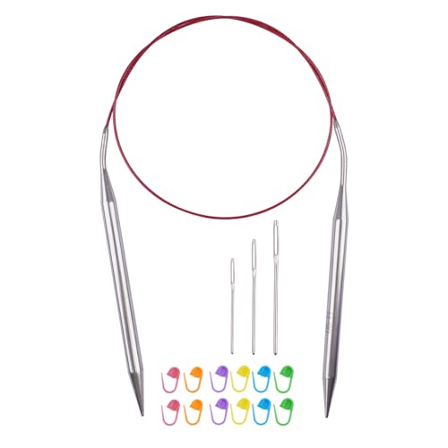 Circular Knitting Needles 32inches/80cm,Size US 11(8mm) Stainless Steel Round Knitting Needles for Handmade Knitting DIY - size: US11/8mm