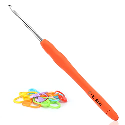 Vodiye Professional Extra Long 2.5mm Crochet Hooks, Ergonomic Handle Set for Beginners & Experienced Lovers - size: 1pc - 2.5mm