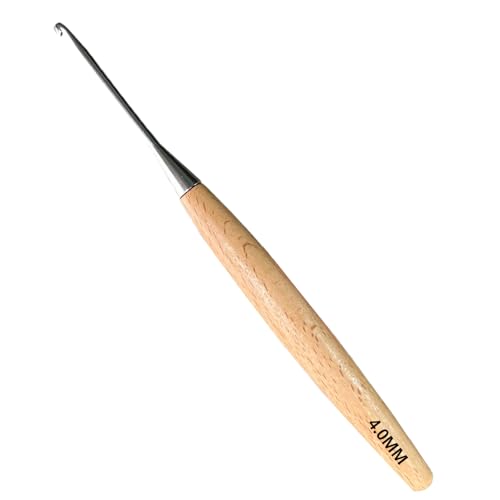 BsHooker Beech Wood Handle Crochet Hooks,4mm Ergonomic Crochet Hooks for Beginners and Arthritic Hands,Comfortable Grip - size: 4mm