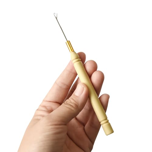6 Pcs Pulling Hook Needle Crochet Latch Hook Needle Hair Extensions Loop Tool for Silicone Link Rings Beads and Feathers Extensions