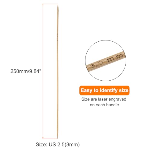 HARFINGTON 8Pcs Bamboo Knitting Needles Double Pointed Size US 2.5(3mm) Carbonized 10 Inch(25cm) Straight for Handmade Creative DIY Knitting Craft Yarn - size: US 2.5(3mm)