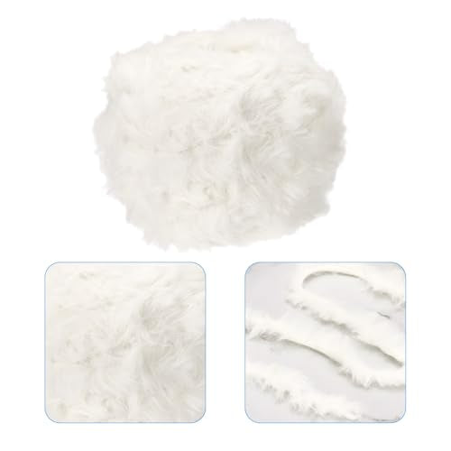 PATIKIL Faux Fur Yarn Soft Polyester Plush 2 Skeins 35 Yards Beige White | Fuzzy Yarn Crochet Fluffy,Chunky Polyester Plush Fur Eyelash,Crocheting Knit Blanket Rug Sweater Scarf Hat Bear Craft
