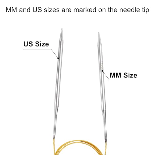 uxcell US 10(6mm) Knitting Circular Needle 40 Inch(100cm) Metal Round Stainless Steel Needle with Large Eye Sewing & Stitch Markers for Handmade Projects DIY Knit Blankets - size: US10(6mm)