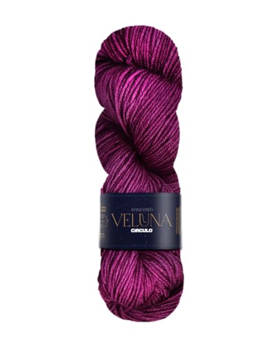 CIRCULO Veluna Yarn, Hand-Dyed Superwash Merino Wool, 100g / 382 Yards (350m), Fingering Weight, Premium Ultra Soft Luxury Fiber for Knitting & Crochet, Color 6313 - BlackBerry - color: 6313 - Blackberry, style: 1-Pack
