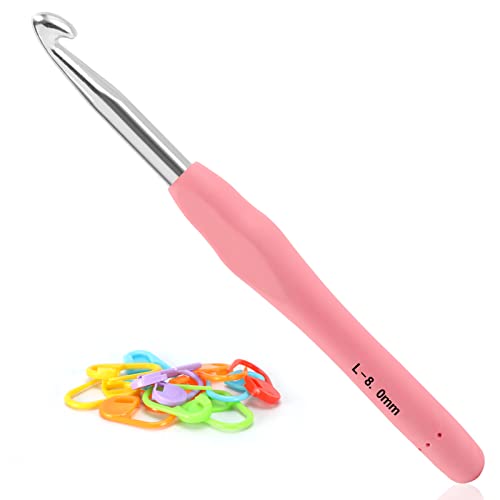 Vodiye Professional Extra Long 8mm Crochet Hooks Set, Ergonomic Handle, for Beginners & Experienced Lovers - size: 1pc - 8mm