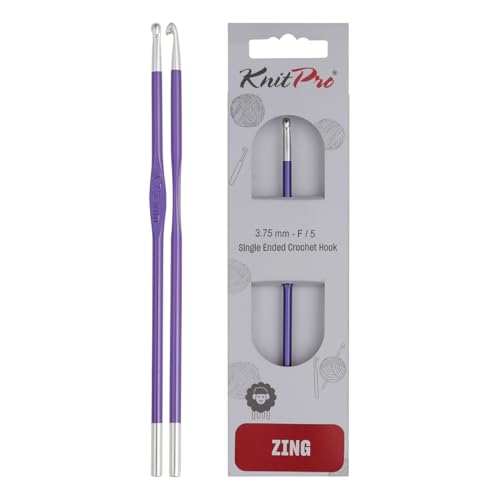 KnitPro Zing Single-Ended Crochet Hook | US Size F (3.75mm) - size: US Size F (3.75mm)
