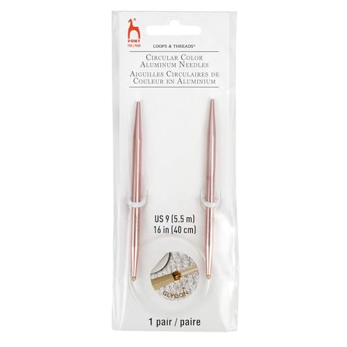 Loops & Threads 16" Circular Knitting Needles - US 9/5.5m Double Pointed Needles for Knitting and Weaving - 1 Pack - size: US 9 / 5.5m