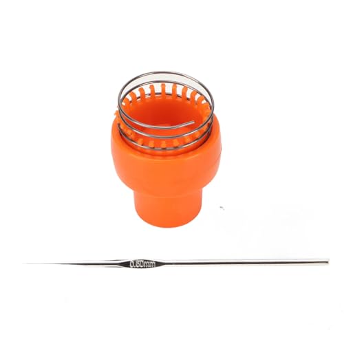Jeanoko Mini Machine, Wire Crochet Orange Ergonomic Design Auto Release Safe Durable Wire Crochet Knitter for Hat Scarf Socks