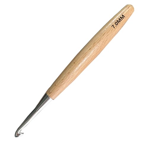 Beech Wood Crochet Hooks, 7mm Ergonomic Handle Long Crochet Needles | Comfortable Smooth Crochet Hooks Perfect for Hand DIY Crocheting Yarn, for Beginners and Experienced Crochet Lovers - size: 7mm