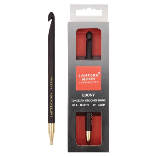 Lantern Moon Ebony Wood Afghan/Tunisian Crochet Hook | US Size L (8mm) - size: US L (8mm)
