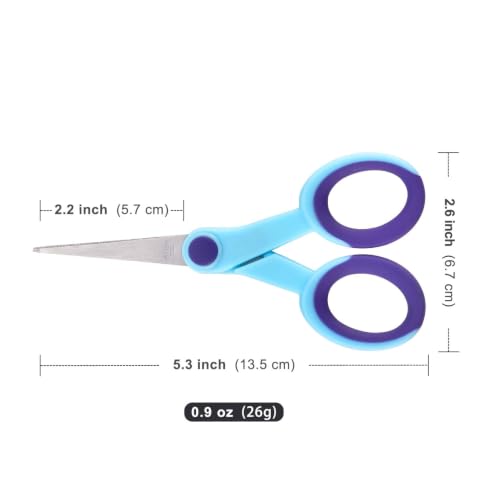 SCAIKTIG 5" Detail Scissors with Slanted-tip, Small Embroidery Scissors All Purpose For Sewing, Fabric, Paper Craft Cutting, Blue, 3-Pack - color: Blue(5“-3 Pack)