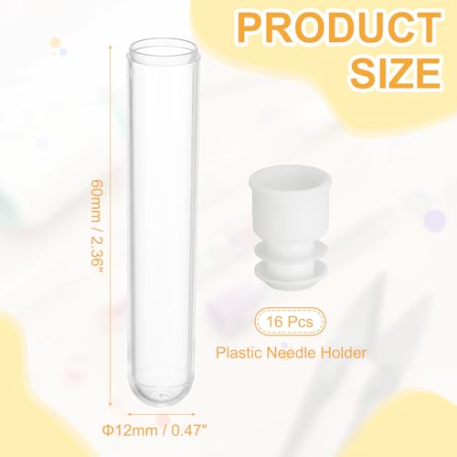PATIKIL 2.4" Length Plastic Sewing Needle Storage Holder, 16 Pcs Portable Embroidery Needle Clear Pin Toothpick Storage Tubes Case for Craft Knitting, White - color: White, size: 2.4"