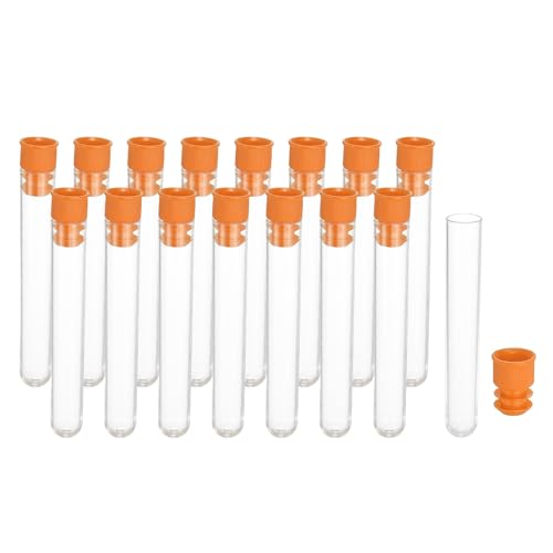 PATIKIL 3" Length Plastic Sewing Needle Storage Holder, 16 Pcs Portable Embroidery Needle Clear Pin Toothpick Storage Tubes Case for Craft Knitting, Orange - color: Orange, size: 3"