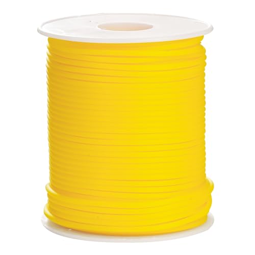 Knitting Barber Cords 54 Yards 2mm Golden Yellow Rubber Tube with 1mm Hole | Tubing Knitting Barber Cord Hollow Rubber Pipe with Spool for Knitting Projects Jewelry Making and Bead Creations - color: Golden
