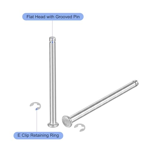 uxcell 20Set M4x55mm 304 Stainless Steel Cylindrical Shaft Snap Ring Locating Pin, Flat Head Grooved Hinge Cylinder Position Pin with E Clip Retaining Ring, Silver - size: M4x55mm