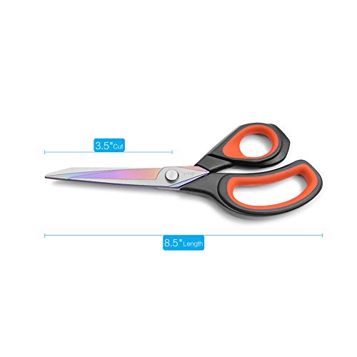 LIVINGO Fabric Scissors 8.5" Tailor Sewing Shears Professional | Forged Stainless Steel Blade, Titanium Coating, Comfortable Handle, Sewing Quilting Craft Materials - color: Black/Red, size: 8.5"