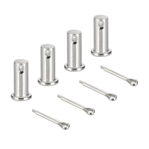 uxcell 4Pcs M12x30mm Clevis Pins, 304 Stainless Steel Single Hole Flat Head Hitch Fastener Lock Systems with Cotter Pins for Furniture Installation Trailer Lawn Mower, Silver - size: M12x30mm