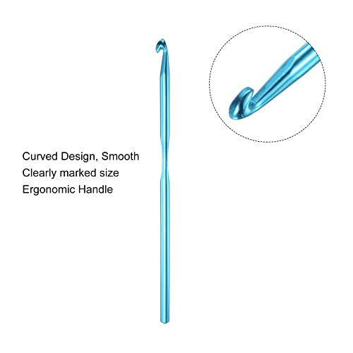 uxcell Aluminum Crochet Hook 5mm US Size H (Size 8) Knitting Needles for DIY Craft Yarn Blue 6Pcs - color: Blue, size: 5mm