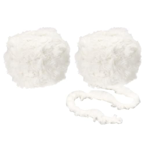PATIKIL Faux Fur Yarn Soft Polyester Plush 2 Skeins 35 Yards Beige White | Fuzzy Yarn Crochet Fluffy,Chunky Polyester Plush Fur Eyelash,Crocheting Knit Blanket Rug Sweater Scarf Hat Bear Craft